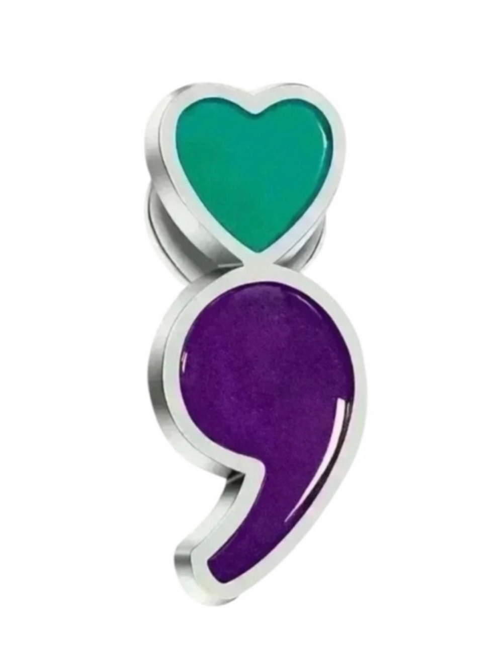 Project Semicolon Enamel Pin Mental Health Awareness Hope Gift NWT Green Purple